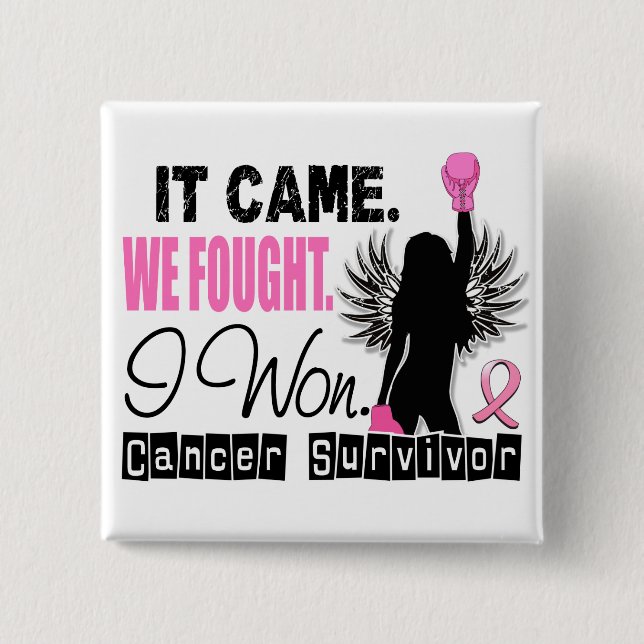 Badge Carré 5 Cm Cancer du sein du survivant 22 (Devant)