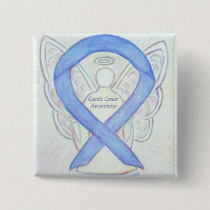 Badge Carré 5 Cm Cancer gastrique Ange Sensibilisation Ruban Person