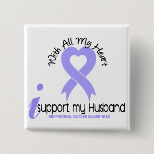 Badge Carré 5 Cm Cancer oesophagien je soutiens mon mari