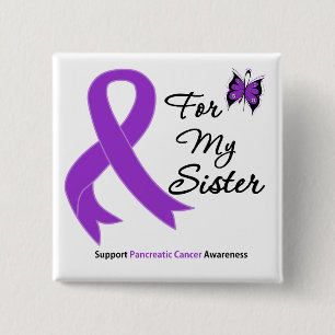 Badge Carré 5 Cm Cancer pancréatique pour ma soeur