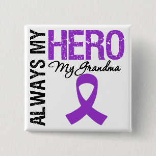 Badge Carré 5 Cm Cancer pancréatique toujours mon héros ma