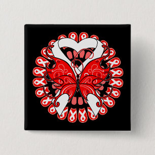 Badge Carré 5 Cm Cancer pulmonaire Cercle papillon de rubans