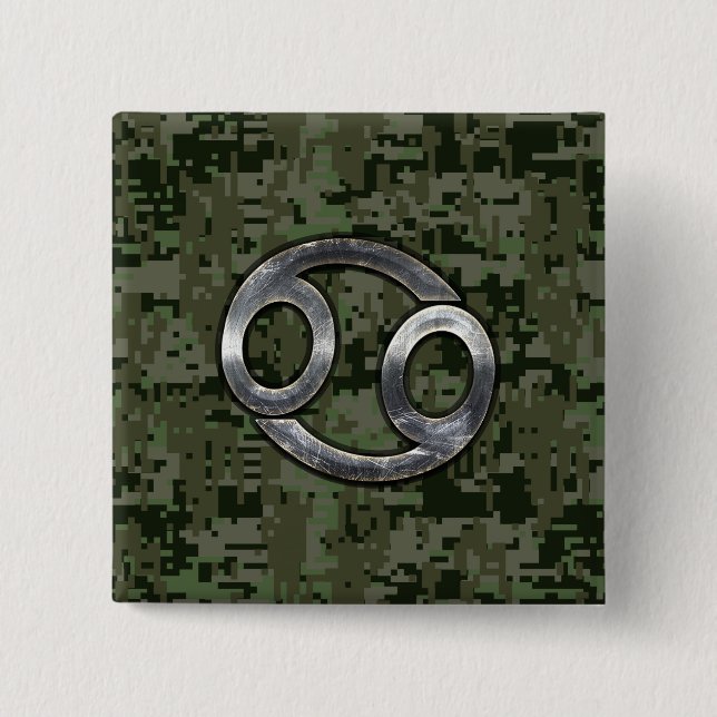 Badge Carré 5 Cm Cancer Zodiac Sign on Green Digital (Devant)
