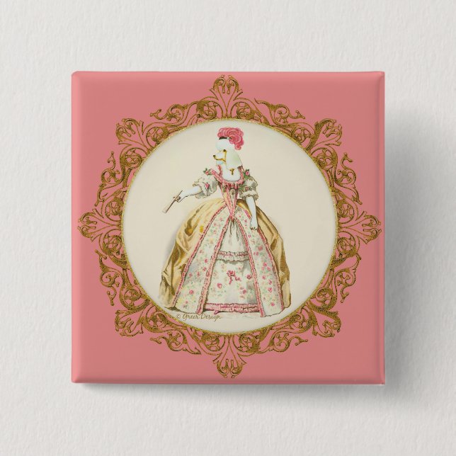 Badge Carré 5 Cm Canicule Marie-Antoinette (Devant)