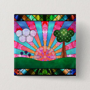 Badge Carré 5 Cm Cantique du bouton Soleil