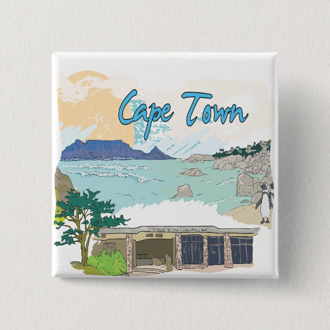 Badge Carré 5 Cm Cape Town (Devant)