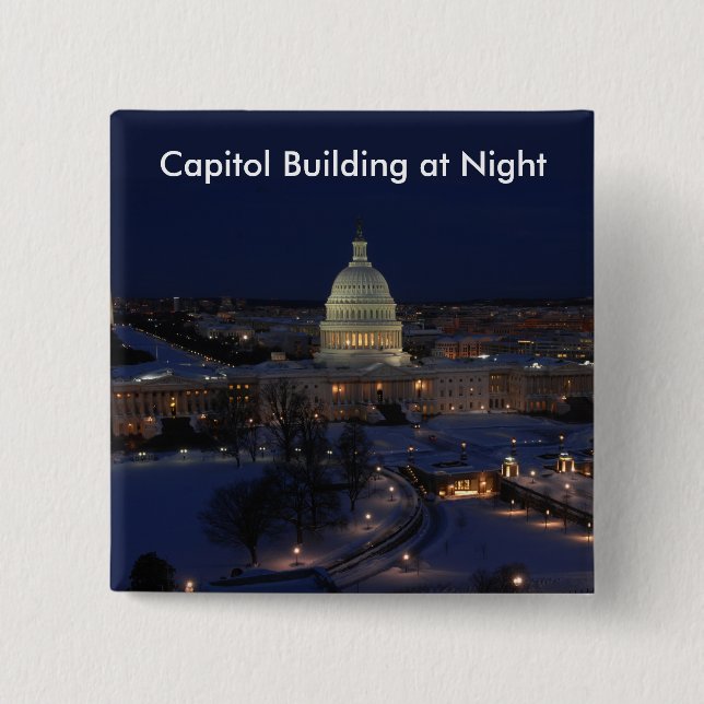 Badge Carré 5 Cm Capitole américain la nuit (Devant)