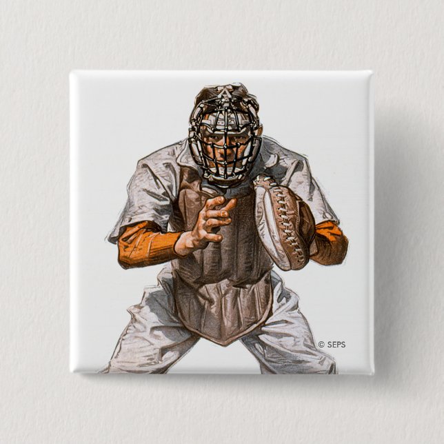 Badge Carré 5 Cm Capteur de baseball (Devant)