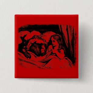 Badge Carré 5 Cm Capuchon rouge