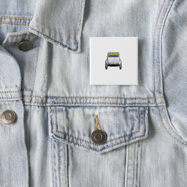 Badge Carré 5 Cm Car + rainbow (En situation)