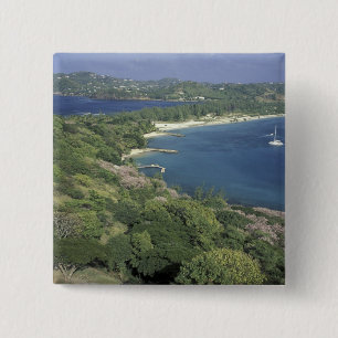 Badge Carré 5 Cm Caraïbes, Antilles, Sainte-Lucie. Vue de