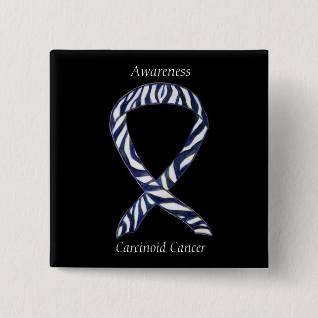 Badge Carré 5 Cm Carcinoïde Cancer Sensibilisation Ruban Personnali (Devant)