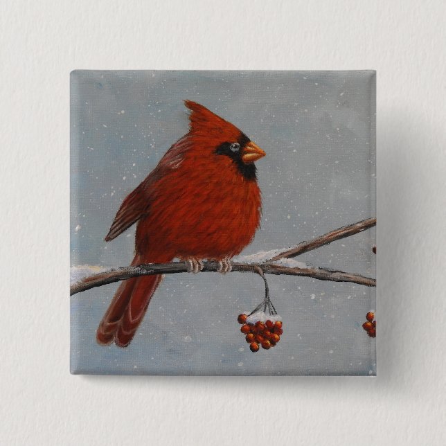Badge Carré 5 Cm Cardinal du nord - bouton (Devant)