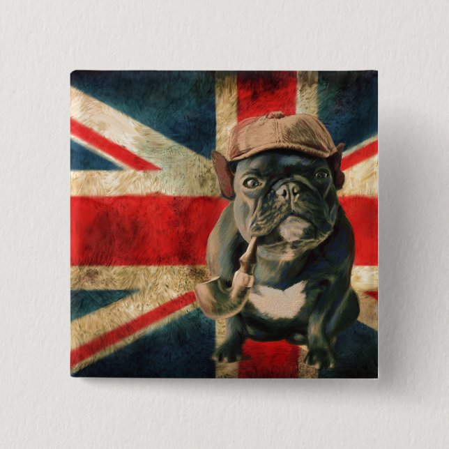 Badge Carré 5 Cm Carlin britannique (Devant)