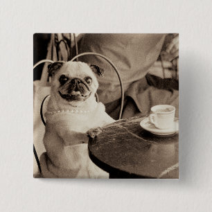 Badge Carré 5 Cm Carlin de café