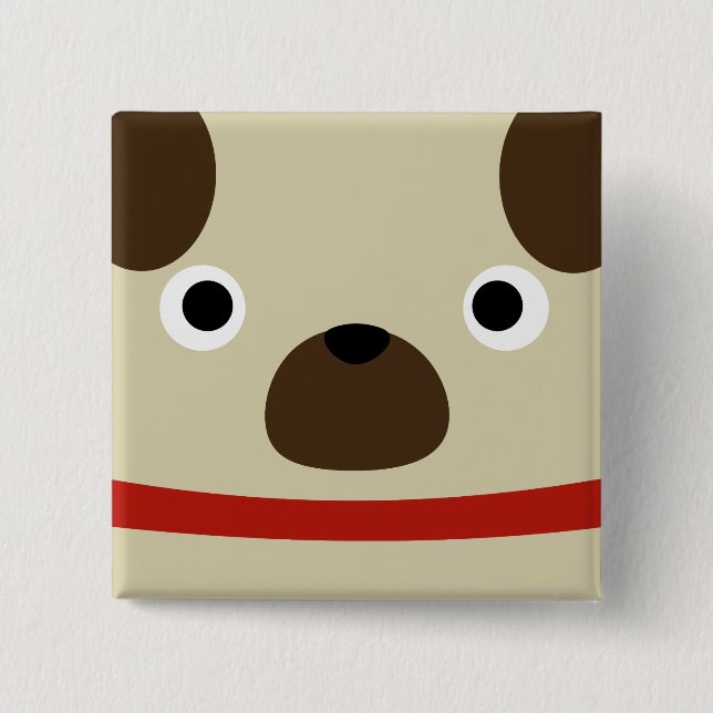 Badge Carré 5 Cm Carlin de Pugly (Devant)