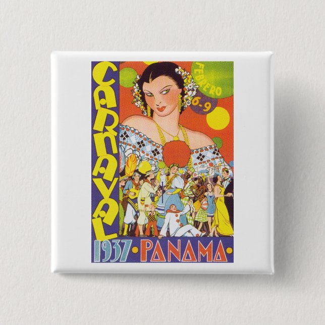 Badge Carré 5 Cm Carnaval au Panama (Devant)