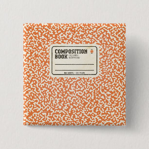 Badge Carré 5 Cm Carnet de composition orange