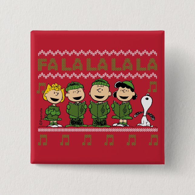 Badge Carré 5 Cm Caroling Christmas Sweater Graphic (Devant)