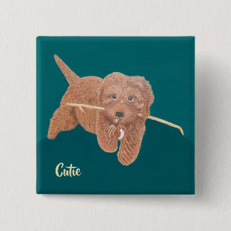 Badge Carré 5 Cm Carré Cutie Golden Doodle