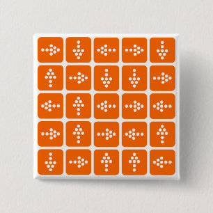 Badge Carré 5 Cm CARRÉ Flèche LED orange