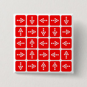 Badge Carré 5 Cm CARRÉ Flèche LED rouge