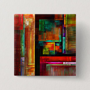 Badge Carré 5 Cm Carrés colorés Motif d'art Abstrait moderne #04