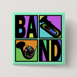 BADGE CARRÉ 5 CM CARRÉS D'ART DE POP DE BANDE