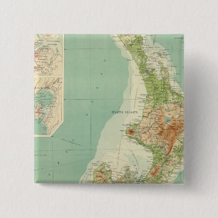 Badge Carré 5 Cm Carte Atlas de la Nouvelle-Zélande