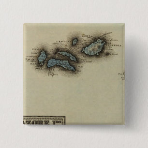 Badge Carré 5 Cm Carte Atlas des îles Azore