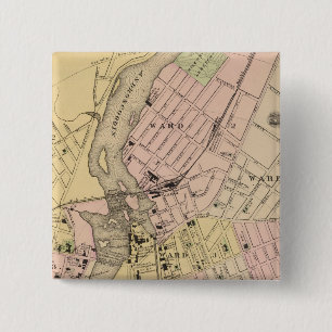 Badge Carré 5 Cm Carte Auburn, Lewiston