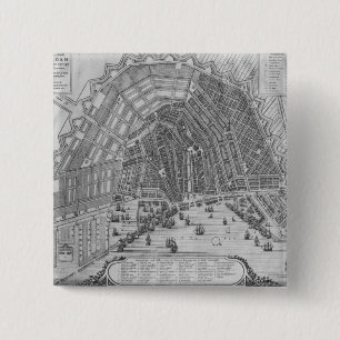 Badge Carré 5 Cm Carte d'Amsterdam, 1662
