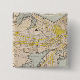 Badge Carré 5 Cm Carte De Boston