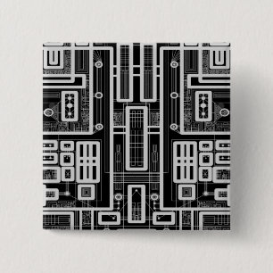 Badge Carré 5 Cm Carte de circuit géométrique