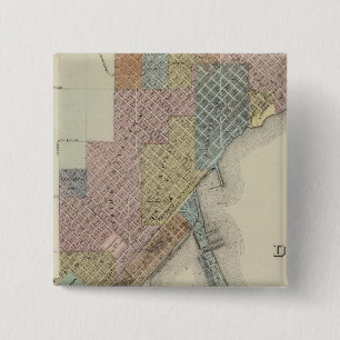 Badge Carré 5 Cm Carte de Duluth, comté de Saint-Louis, Minnesota