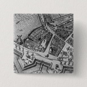 Badge Carré 5 Cm Carte de Hambourg