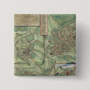 Badge Carré 5 Cm Carte de Jérusalem, de 'Civitates Orbis Terrarum