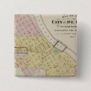 Badge Carré 5 Cm Carte de la ville de St. Cloud, Minnesota