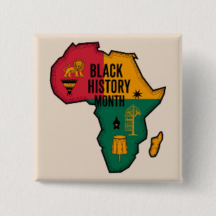 Badge Carré 5 Cm Carte de l'Afrique Mois de l'histoire noire