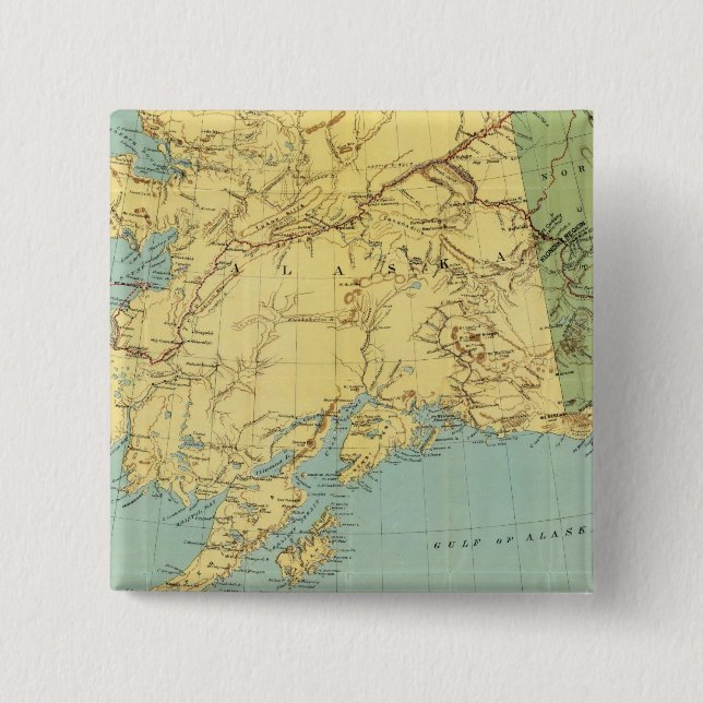 Badge Carré 5 Cm Carte de l'Alaska par Rand McNally (Devant)