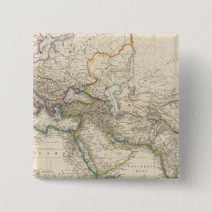 Badge Carré 5 Cm Carte de l'Atlas Afrique, Europe et Asie occidenta