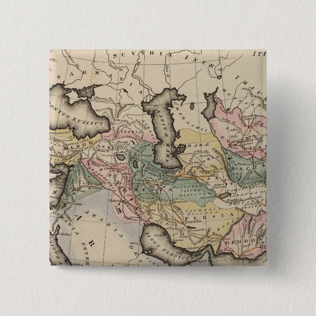 Badge Carré 5 Cm Carte de l'Atlas asiatique (Devant)