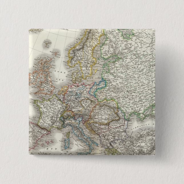Badge Carré 5 Cm Carte de l'Atlas Européen (Devant)