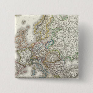 Badge Carré 5 Cm Carte de l'Atlas Européen