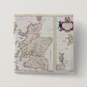 Badge Carré 5 Cm Carte de l'Ecosse, c.1700