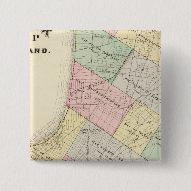 Badge Carré 5 Cm Carte de l'indice Oakland (Devant)