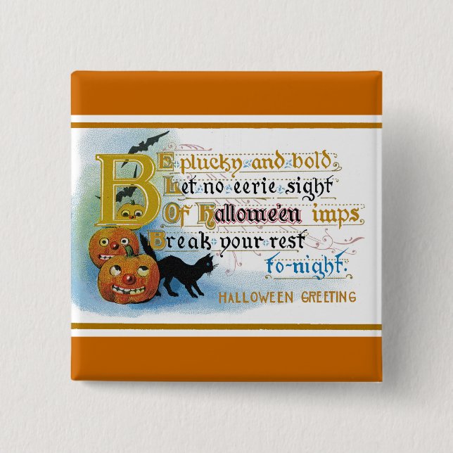 Badge Carré 5 Cm Carte de vœux vintage Halloween (Devant)