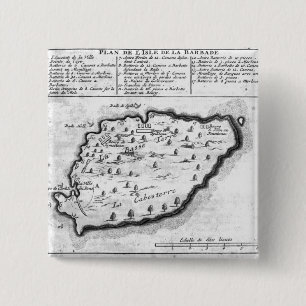 Badge Carré 5 Cm Carte des Barbade