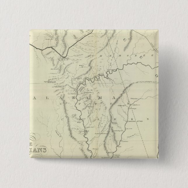 Badge Carré 5 Cm Carte des Cherokees (Devant)