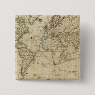 Badge Carré 5 Cm Carte des couleurs de la main dans le monde
